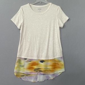 Logo Lori Goldstein Heather‎ Knit Chiffon Trim Top